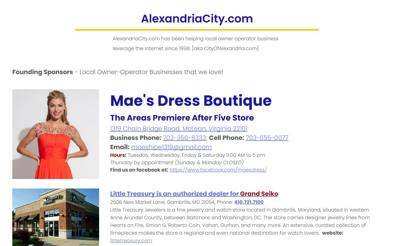 Alexandria city website showing government contacts and services