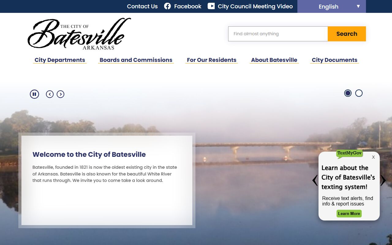 Batesville city website with police department and public records contacts