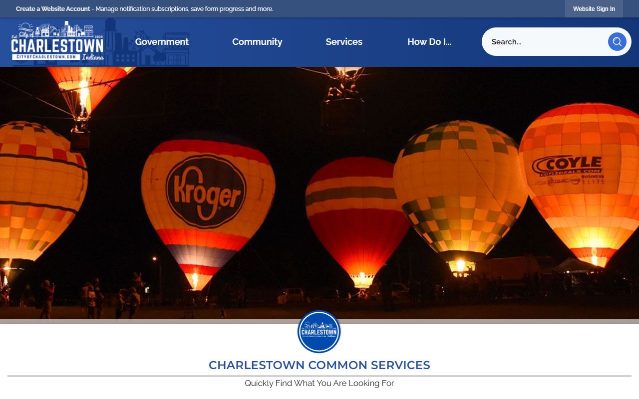Charlestown city website for public records and services