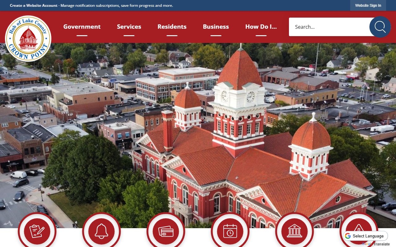Crown Point city website portal for public records and services