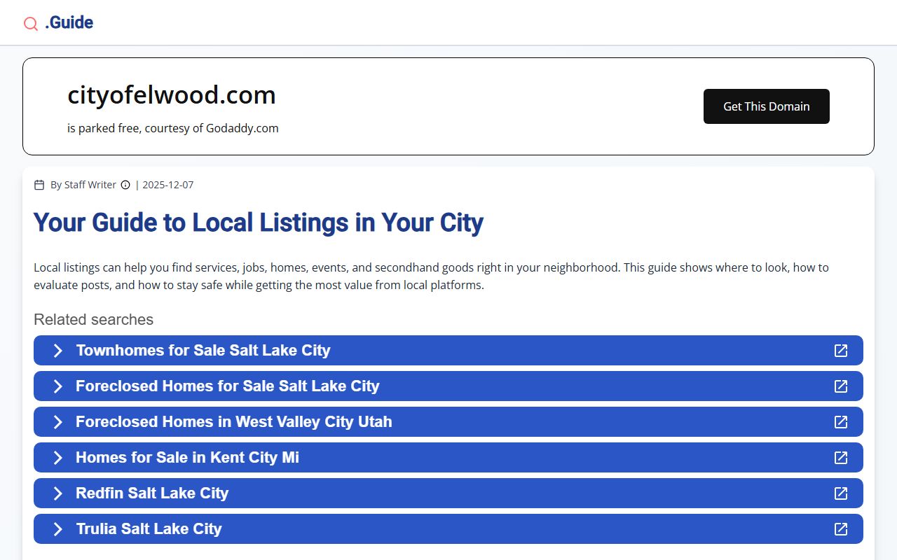 Elwood city website for public records and local services