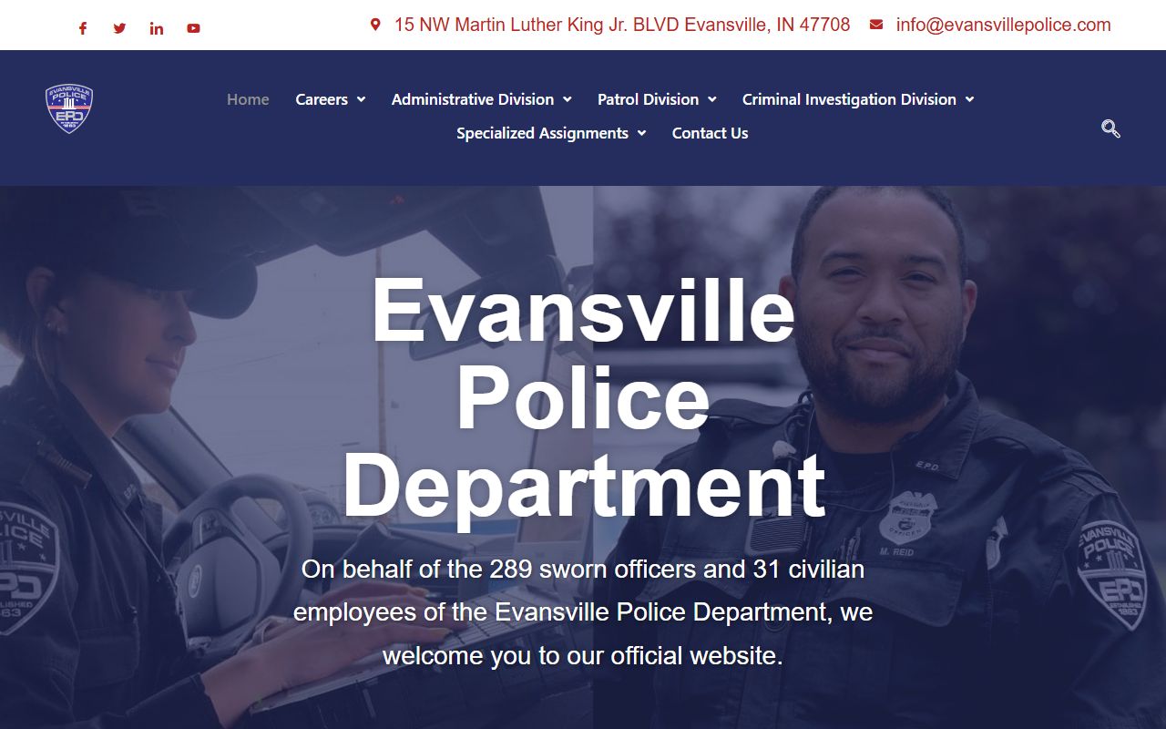 Evansville Police Department website for records and people search