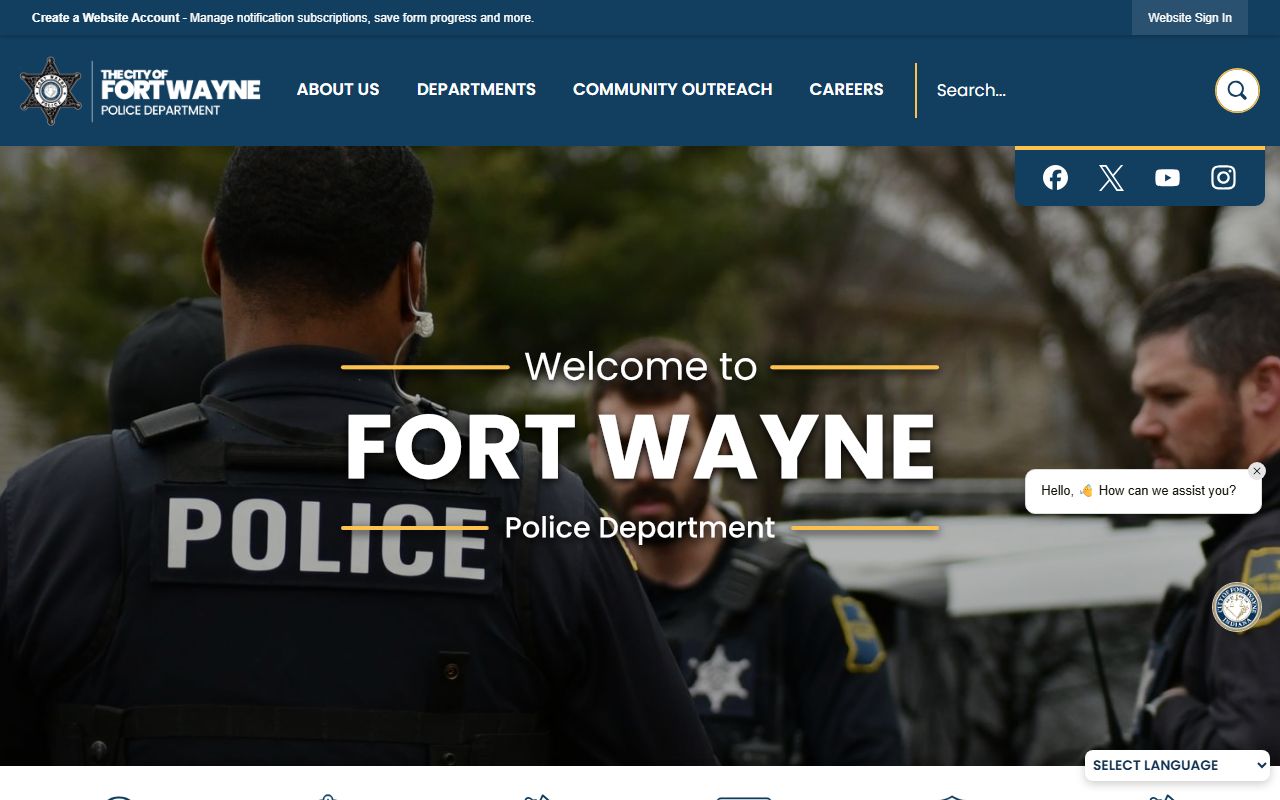 Fort Wayne Police Department website for records and people search