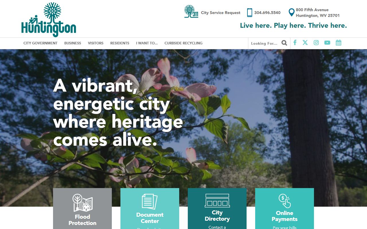 City of Huntington website with government office information for people search