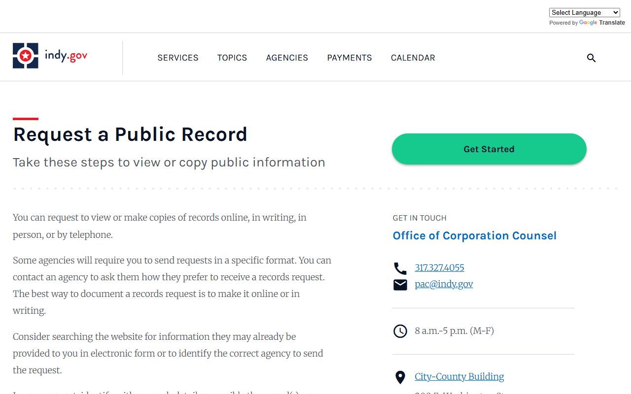 Indianapolis public records request portal for people search