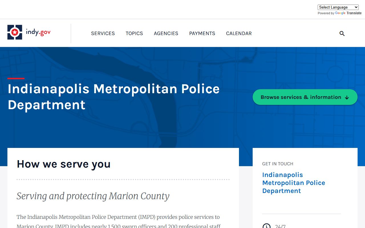 Indianapolis Metropolitan Police Department website for people search records