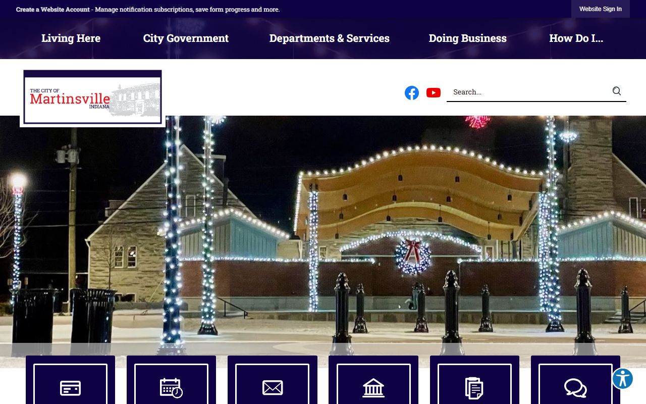 Martinsville city government portal showing departments and contact information