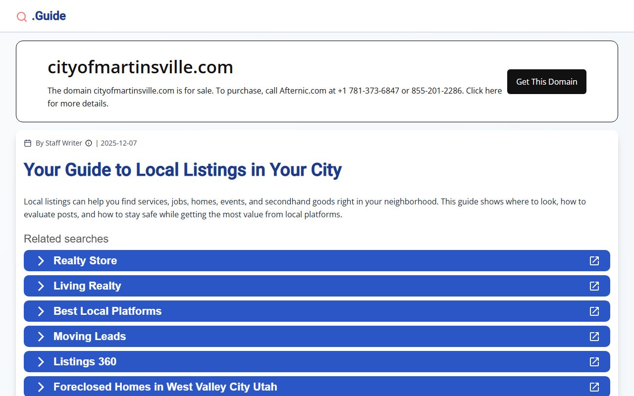 Martinsville city website with department info and services