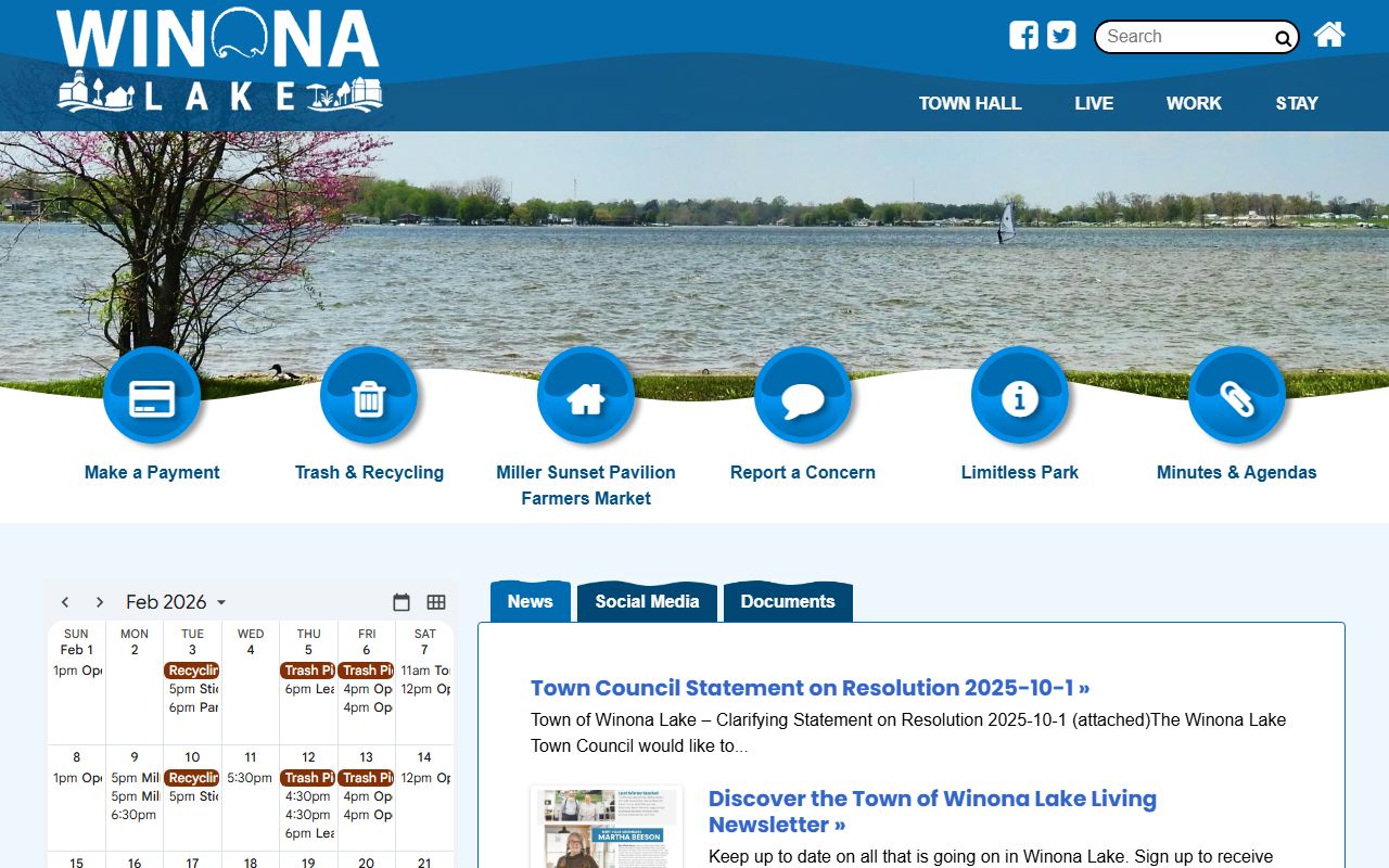 Winona Lake town government portal for accessing local records and people search resources