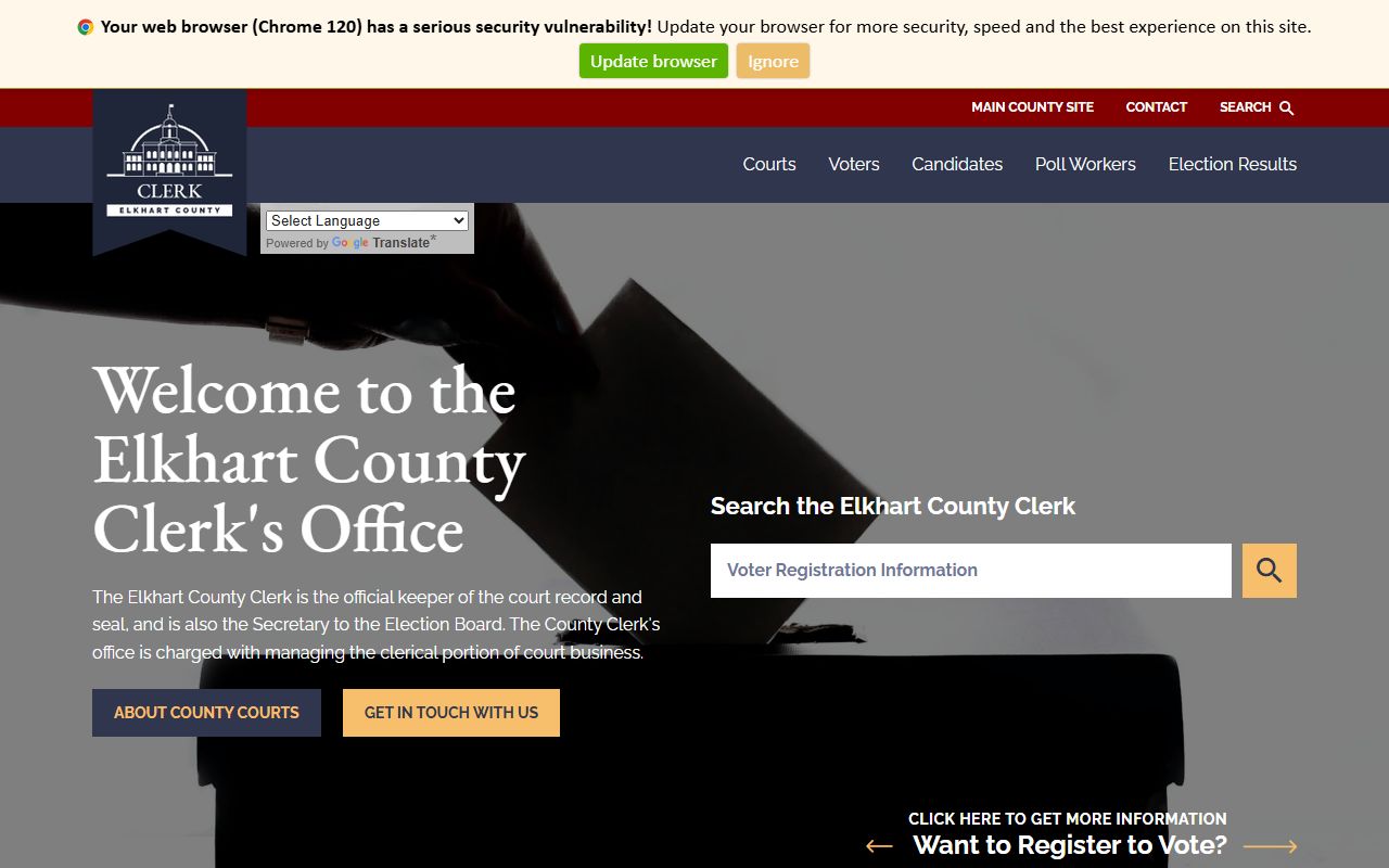Elkhart County Clerk's Office website for people search records