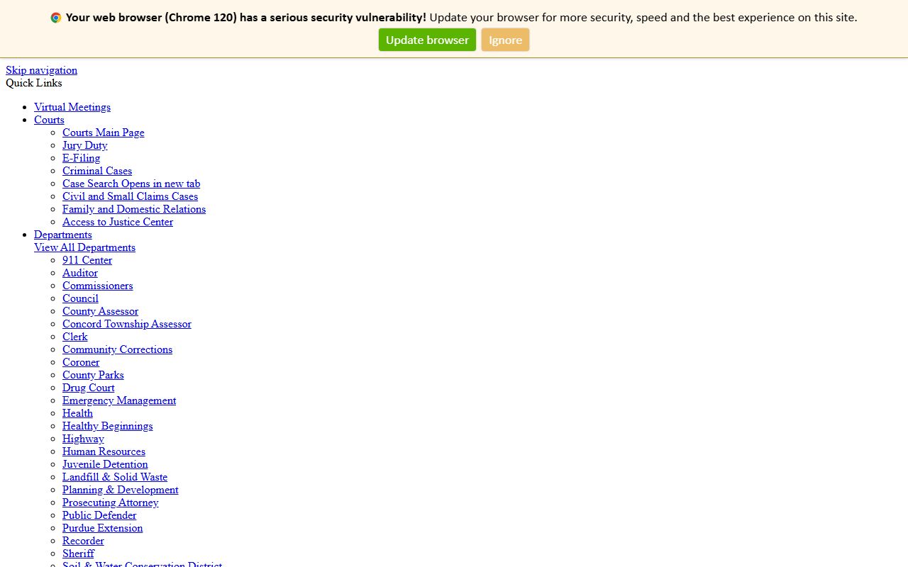 Elkhart County government website main page