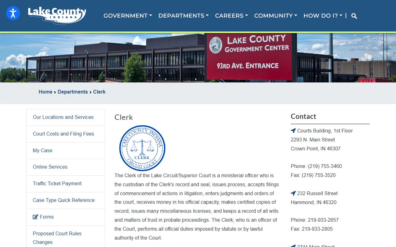 Lake County Clerk's Office website for people search records