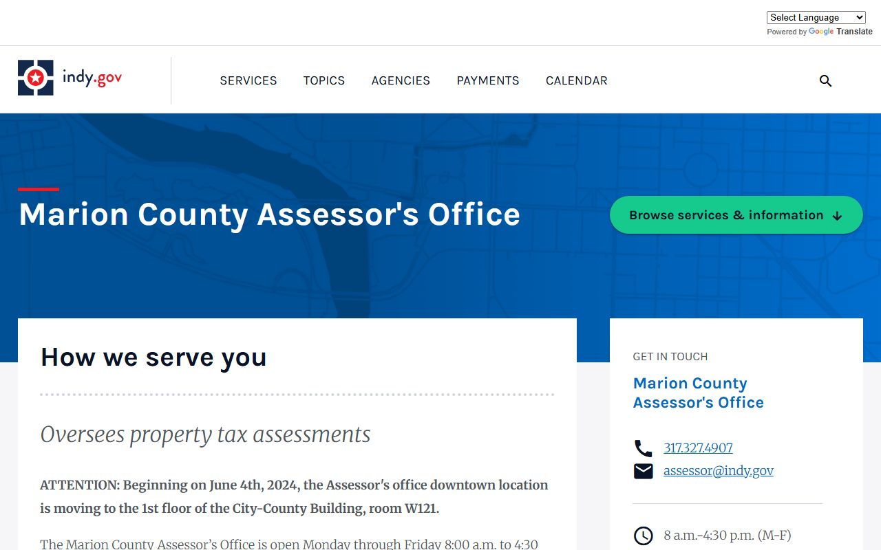 Marion County Assessor's Office website for property value searches