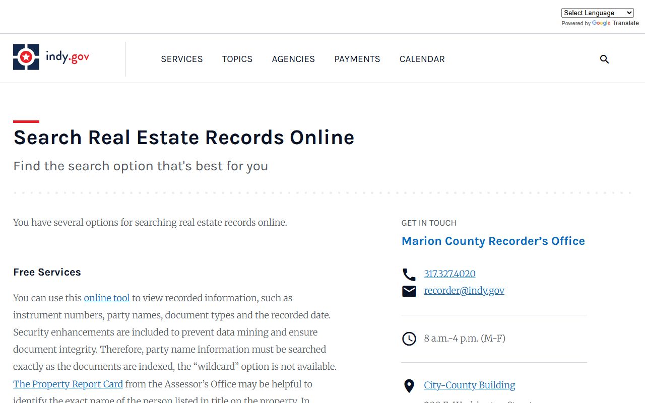Marion County online property search tool for people search