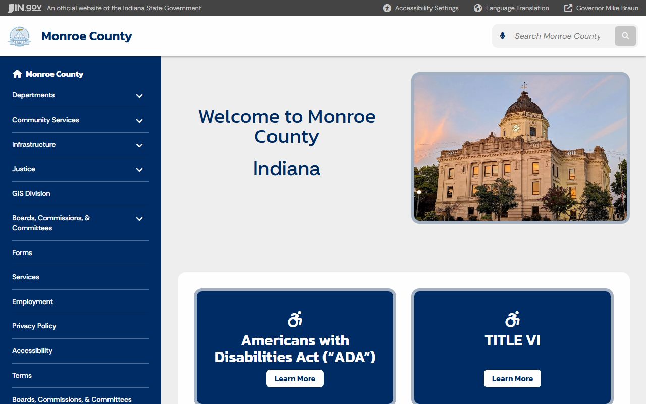 Monroe County government website for people search records