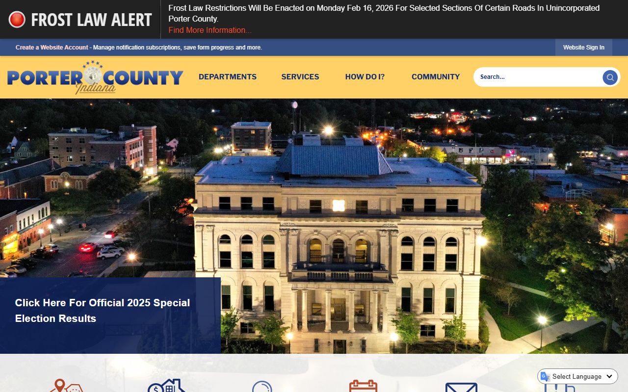 Porter County government main website for people search resources