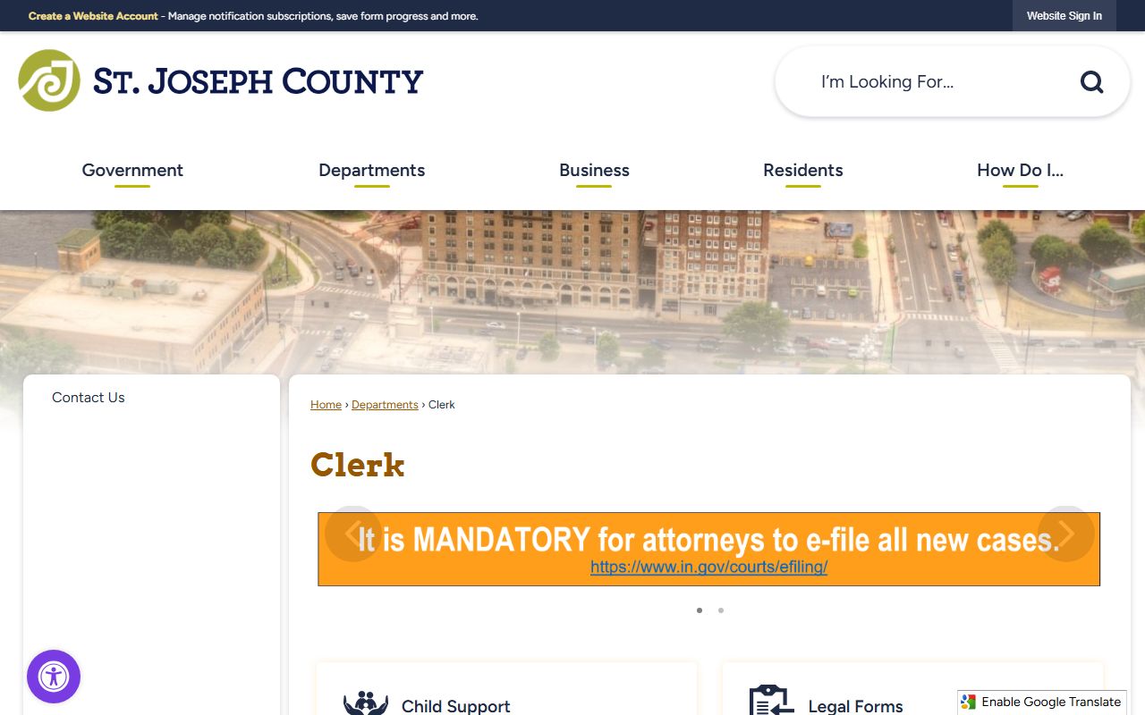 St. Joseph County Clerk of Courts office website for people search records
