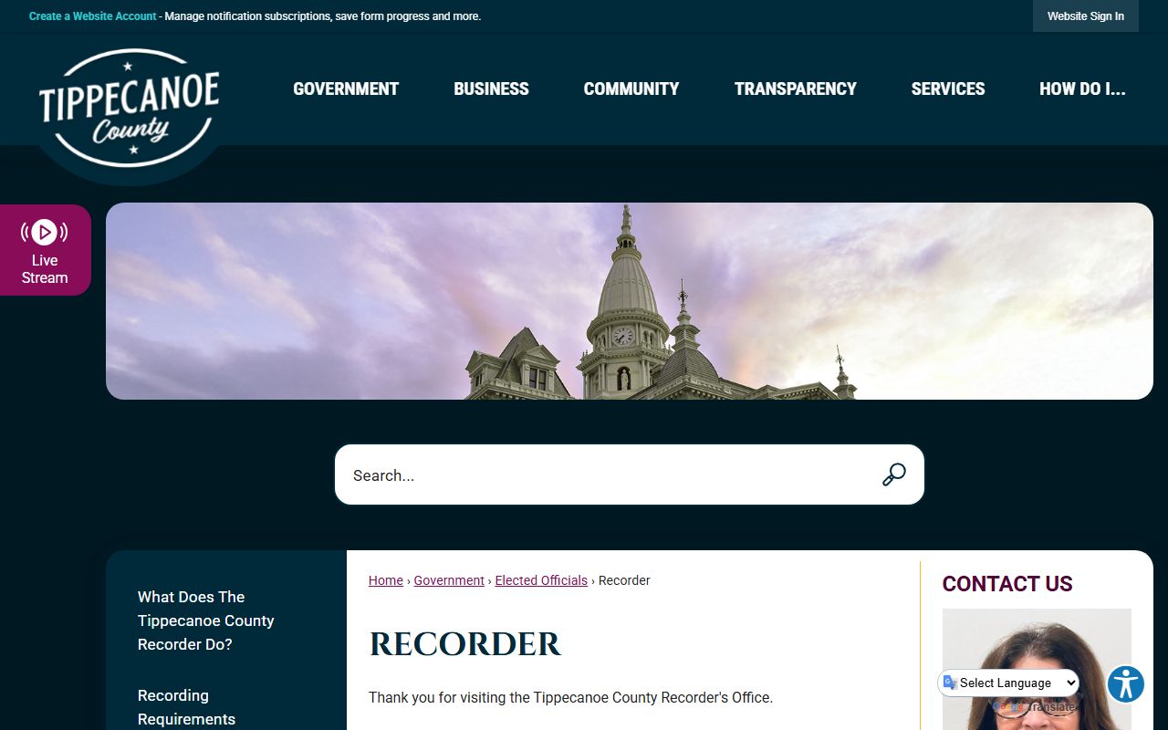 Tippecanoe County Recorder website for property and people search