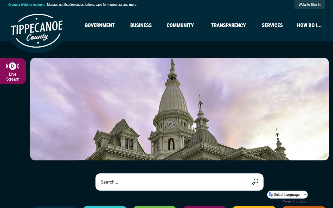 Tippecanoe County government website main page