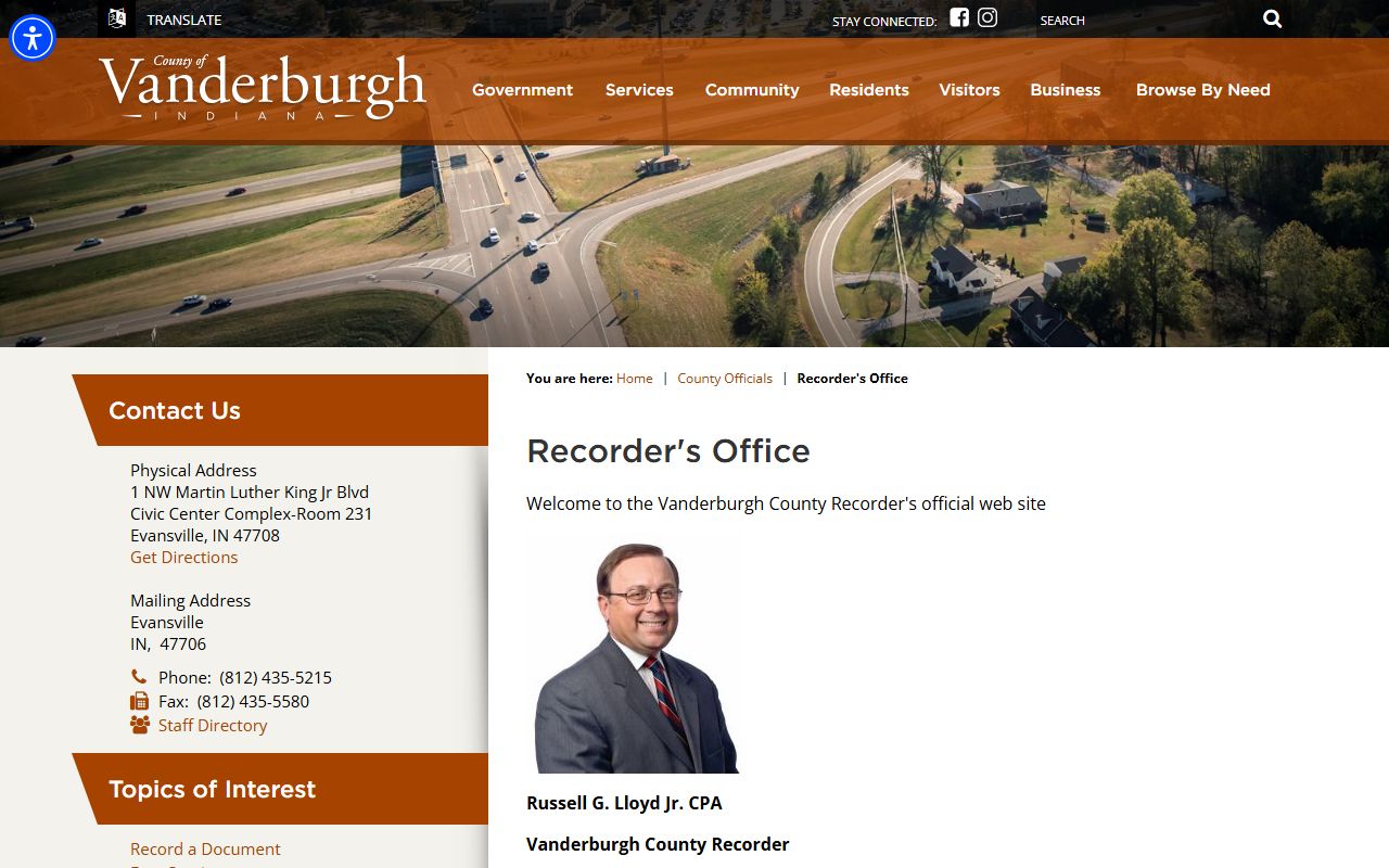 Vanderburgh County Recorder website for property records
