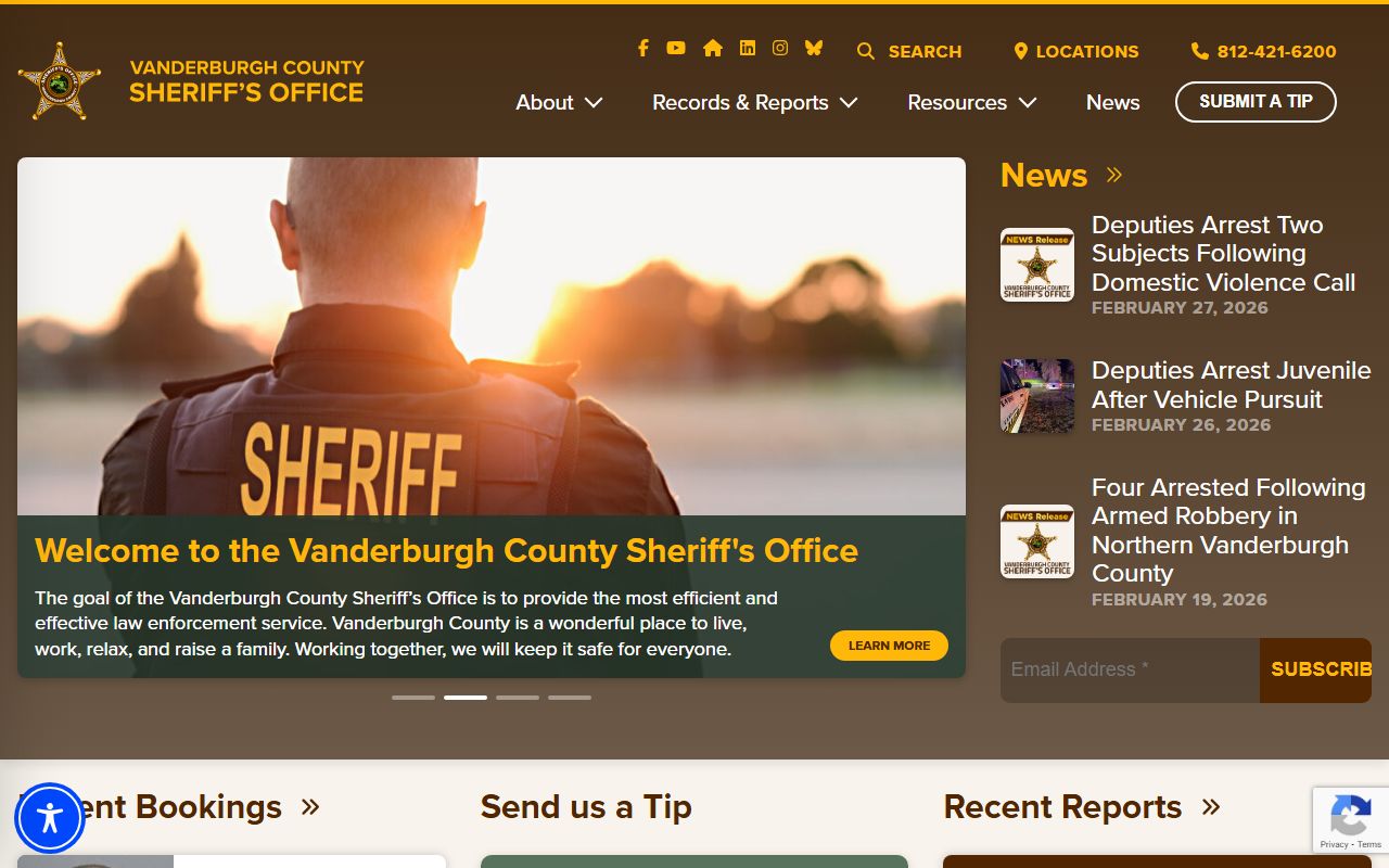 Vanderburgh County Sheriff website for people search